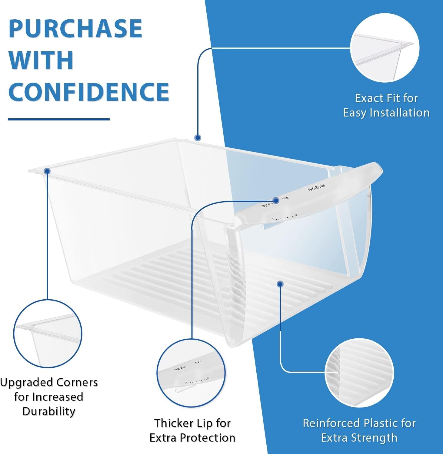 UPGRADED Lifetime Appliance 240351061 Crisper Bin Compatible with Frigidaire Refrigerator
