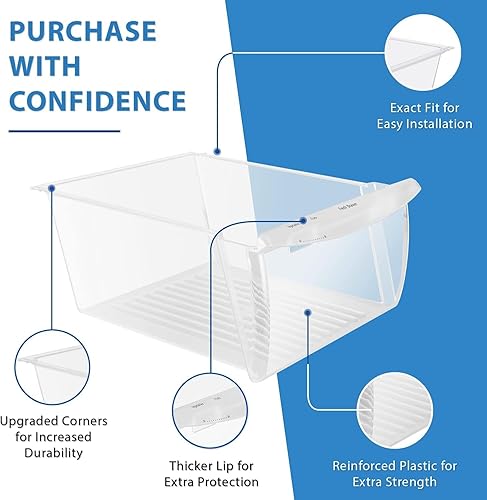 Vista 3 de Contenedor para verduras MEJORADO Lifetime Appliance 240351061 de por vida compatible con refrigerador Frigidaire