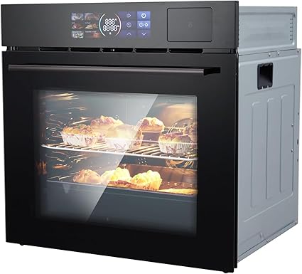 Single Wall Oven 24", 2.5 Cu.f (70L) Built-in Electric Oven with 108 Smart Menu 8 Baking Modes Air Frying Function 3D Surround Heating, ETL Certified, Stainless Steel