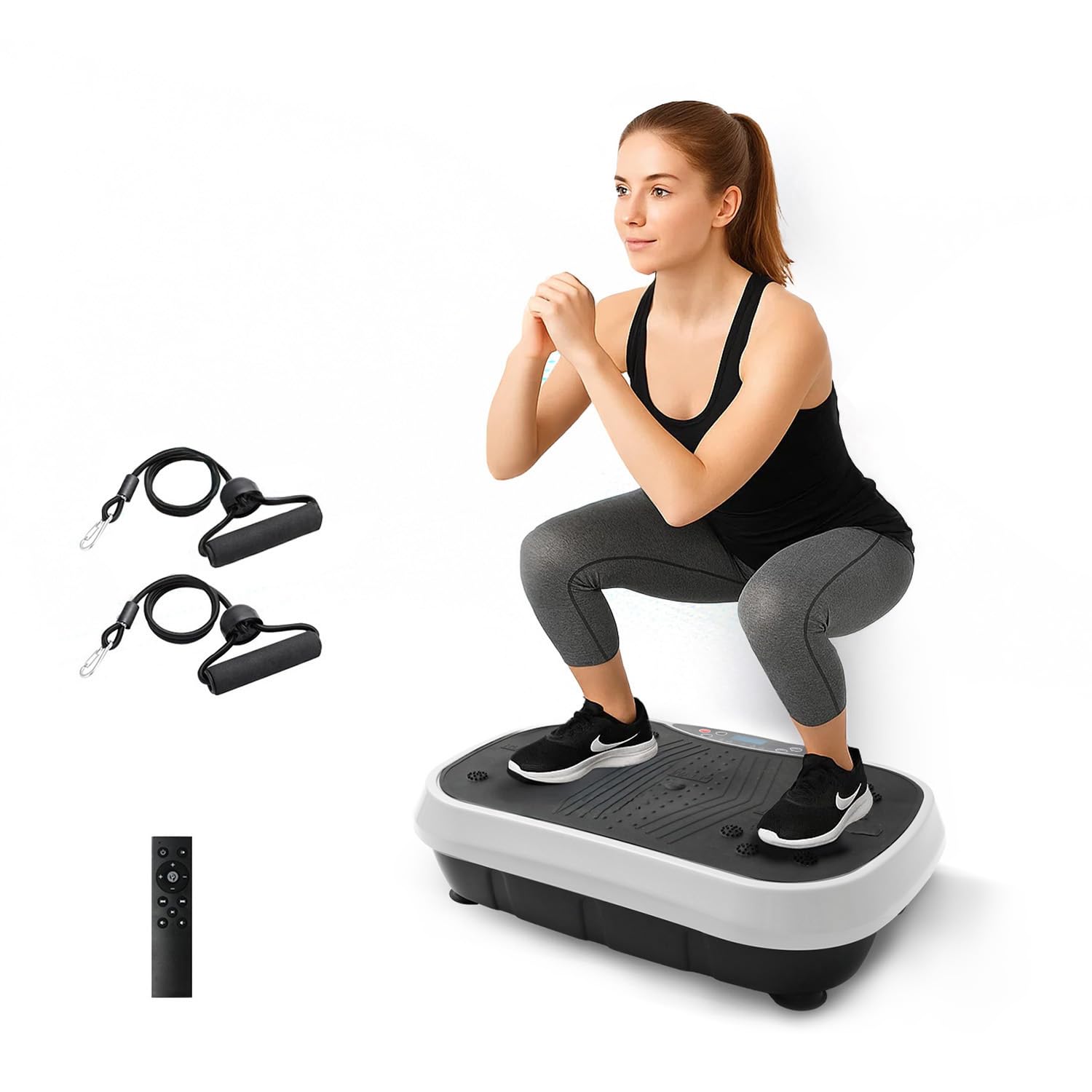 ALSO GO Vibration Plate Exercise Machine, 5 Workout Modes & 99-Level Vibration Platform for Weight Loss/Lymphatic Drainage, 330lbs Capacity Vibration Board with Resistance Bands for Full Body Workout