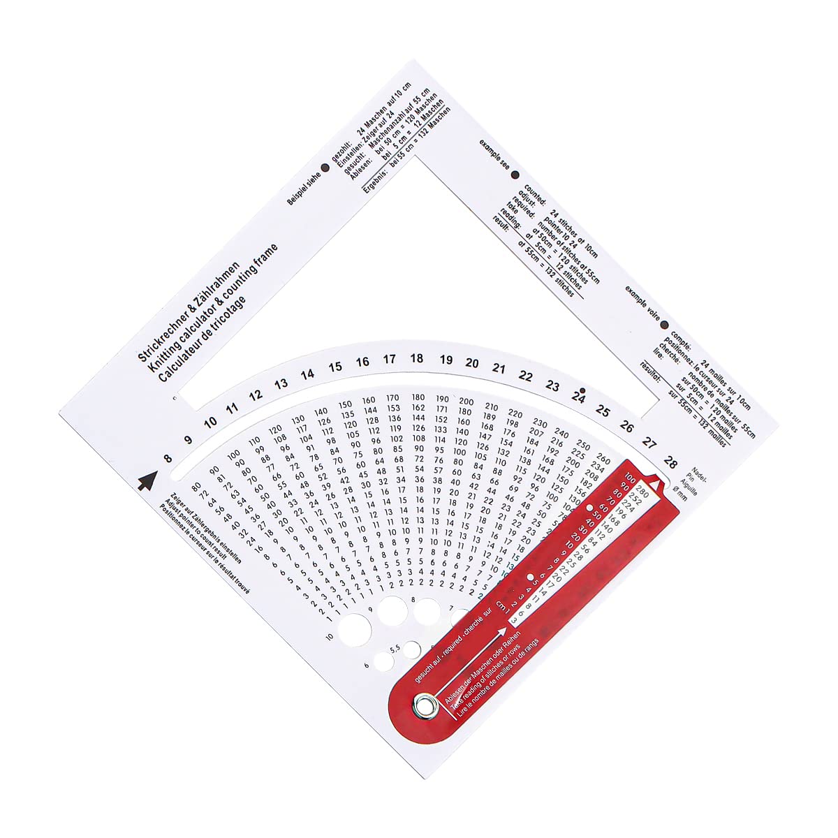 Calcolatore Per Maglia E Uncinetto 150x150mm - Righello Con Contapunti E Calibro Aghi, Strumento Essenziale