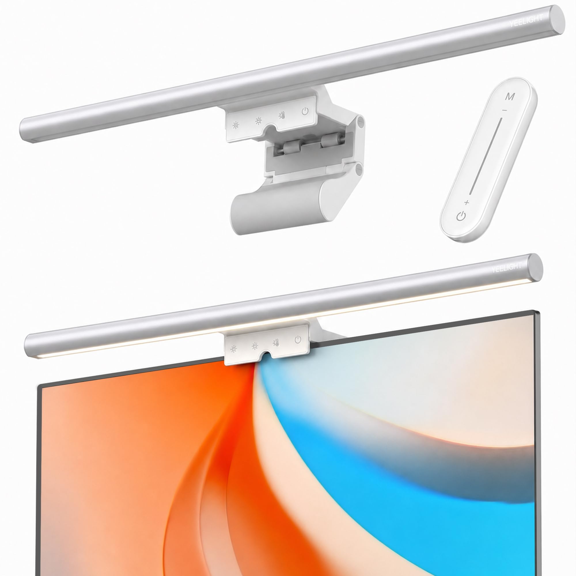 Yeelight White Monitor Light Bar with Remote Control, 40cm Touch Monitor Light, Stepless Dimming Adjustable Color Temperature, USB-Powered LED Screen Bar, No Glare Eye-Care Lighting for Office Work