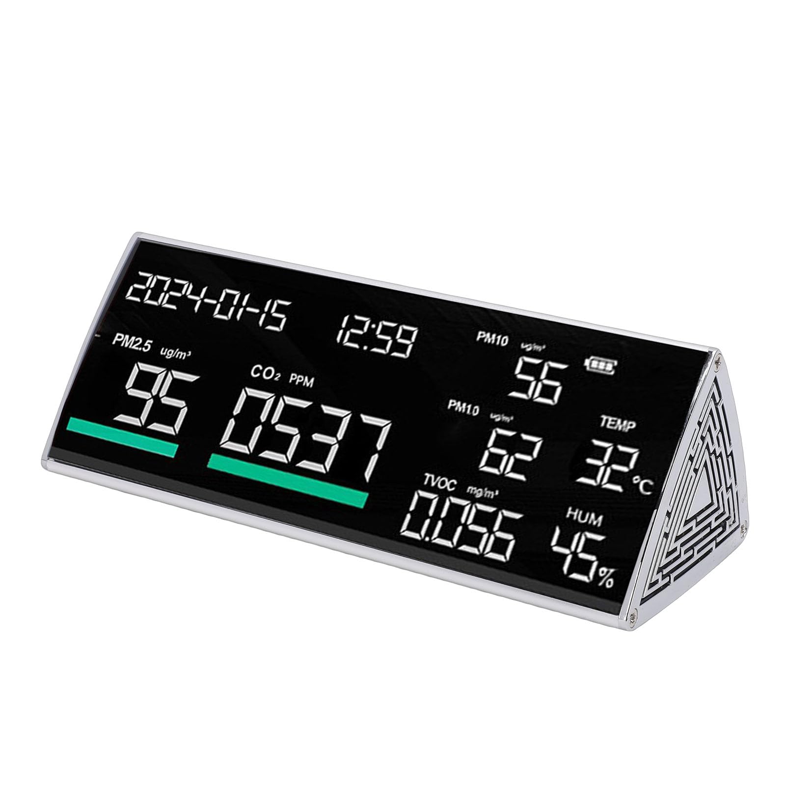 Luocute Medidor de Calidad del Aire, Monitor de Calidad del Aire Interior 9 en 1 con PM2.5 PM1.0 PM10 CO2 TVOC Temperatura Humedad Hora Fecha Visualización para el Hogar, la Escuela y