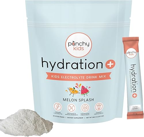 Hydration+ - Paquete de barras de electrolitos en polvo, suplemento de hidratación de salpicaduras de melón para energía y recuperación, sin azúcar,