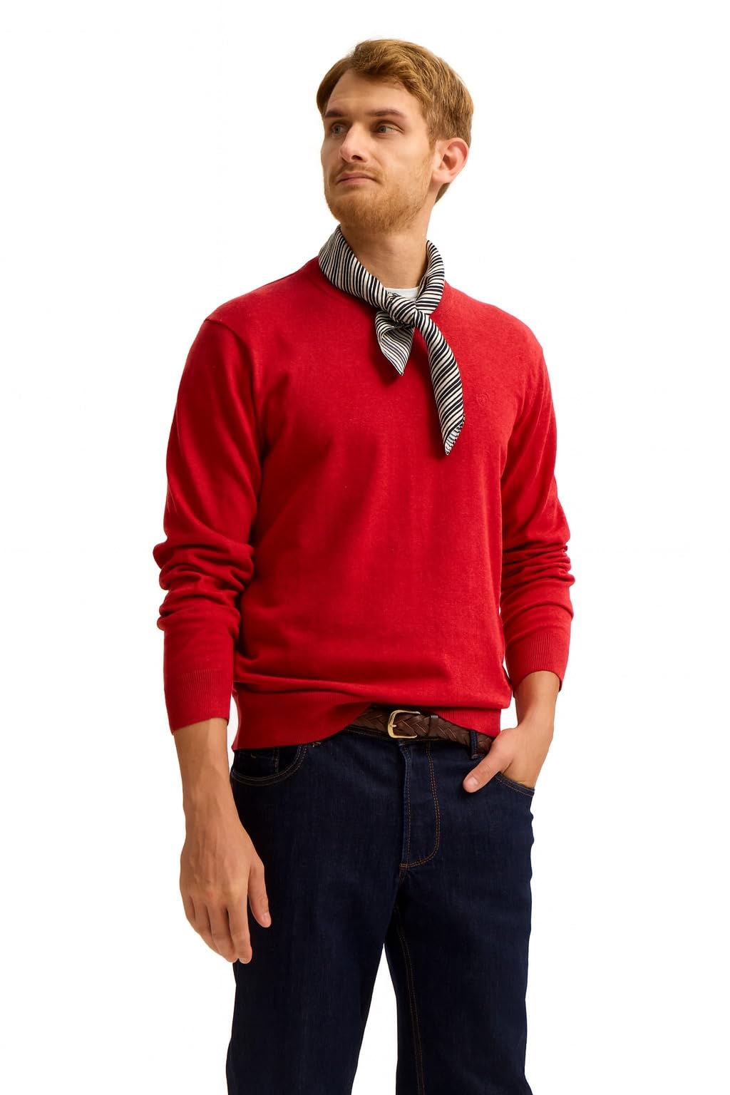 bugatti Herren Pullover Rundhals 7400-85510D Regular Fit Basic Essential Baumwolle