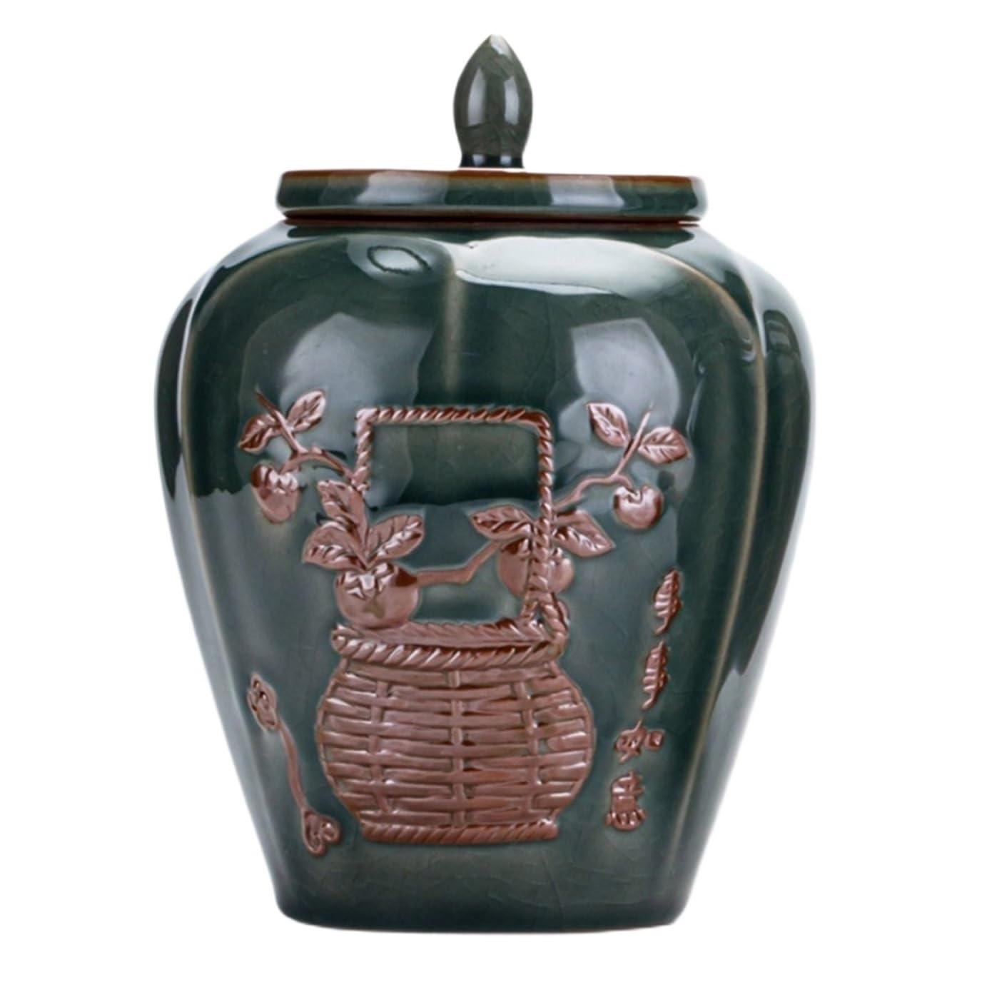 GFJHdfhE Chinese Style Decorative Jar Embossed Tea Can Chinese Ginger Jar Vintage For Home Use Flower Display(Grün,14x18.5cm)