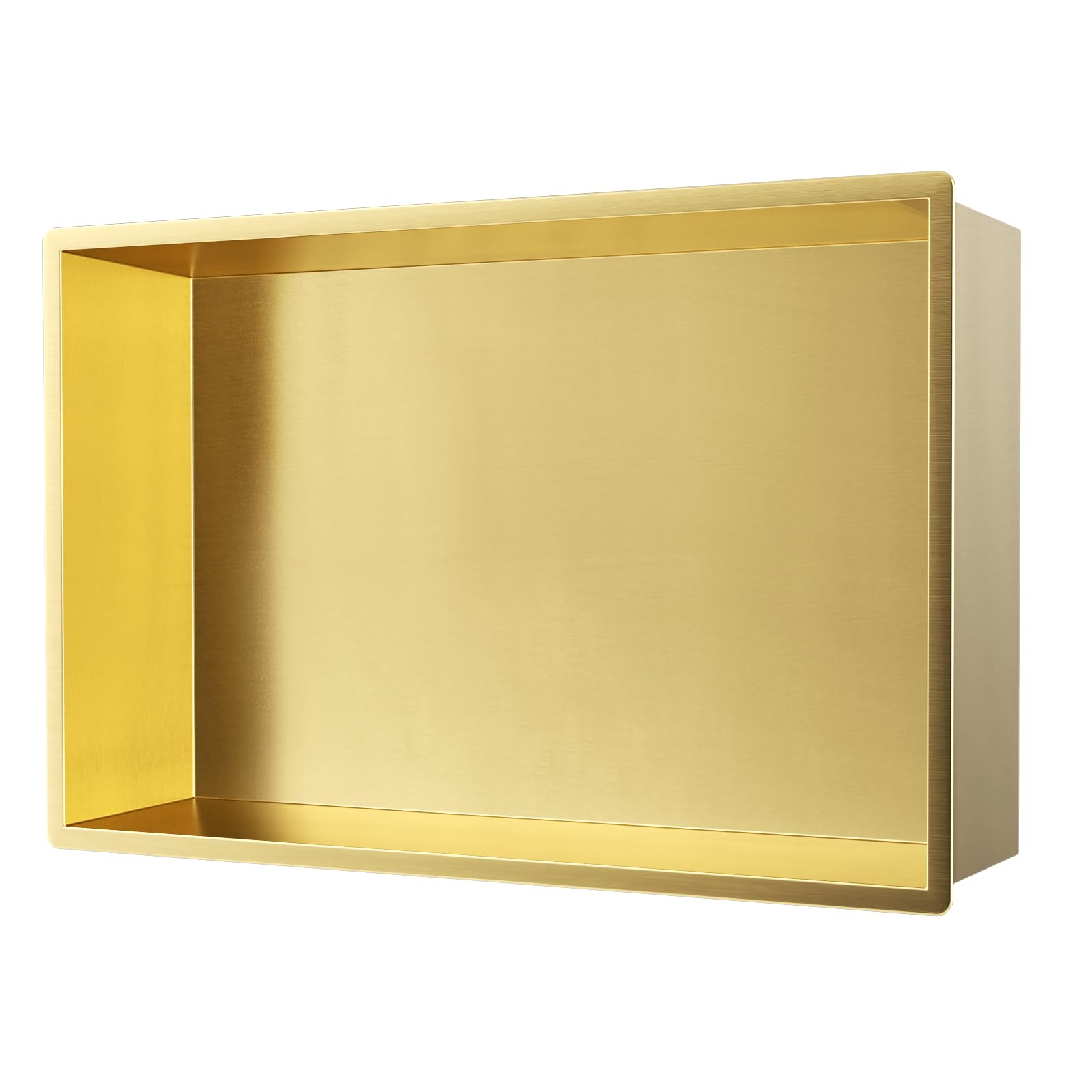 KEOKBON 304 Stainless Steel Shower Niche 40x25x10cm, Tile-Less Shower Shelf Recessed for Wet Room, Bathroom Recessed Double Niche Stainless Steel for Shower Essentials, Gold Finish