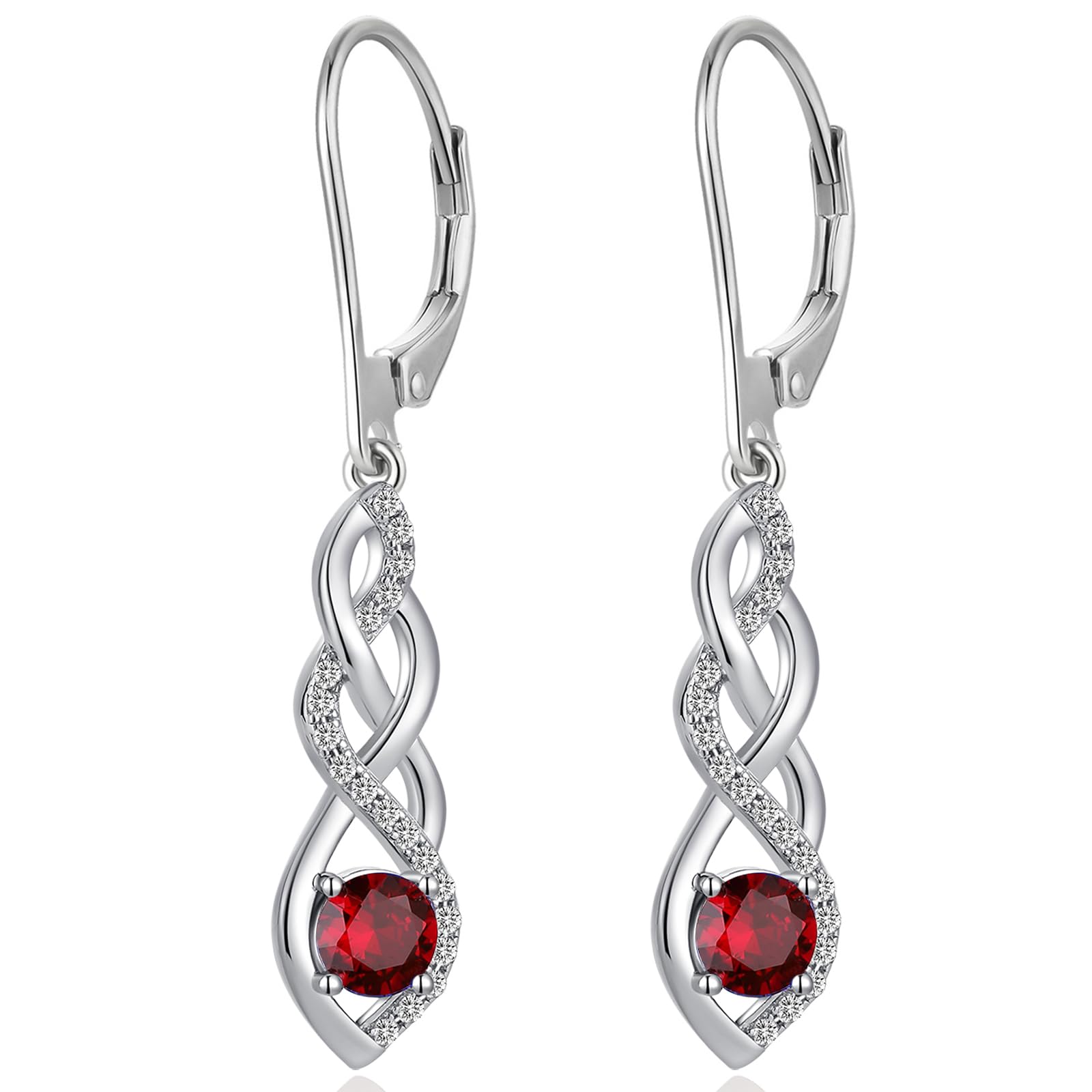 jiamiaoi 18K Weißgold plattiert Herz Ohrringe Silber 925 Hängend Sterling Silber Ohrringe Unendlichkeit Infinity Ohrringe Lang Hängend Damen Diamant Ohrringe Silber Hängend