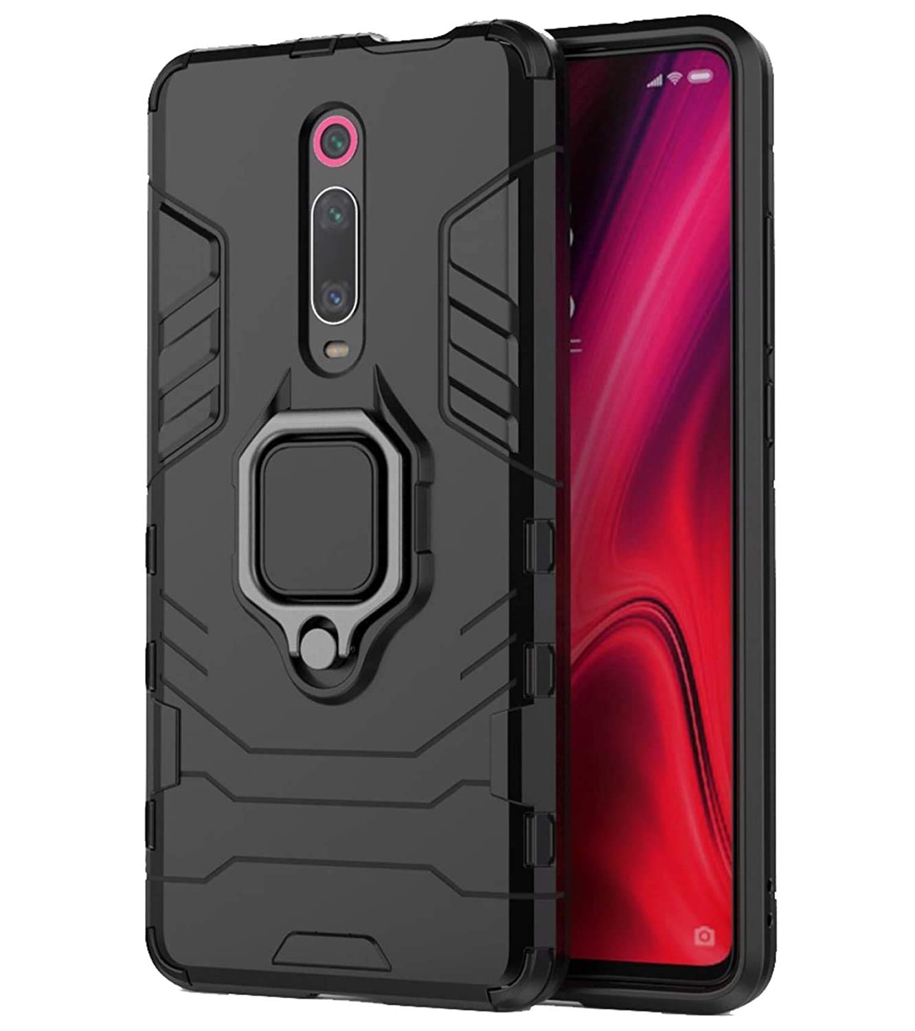 WOW IMAGINE Shock Proof Back Case Mobile Cover for Xiaomi Mi Redmi K20 / K20 Pro (Armor | Hybrid PC + TPU | Full Protection with Ring Holder Kickstand | Carbon Black) (B08TT5KHPQ) Amazon Price History, Amazon Price Tracker