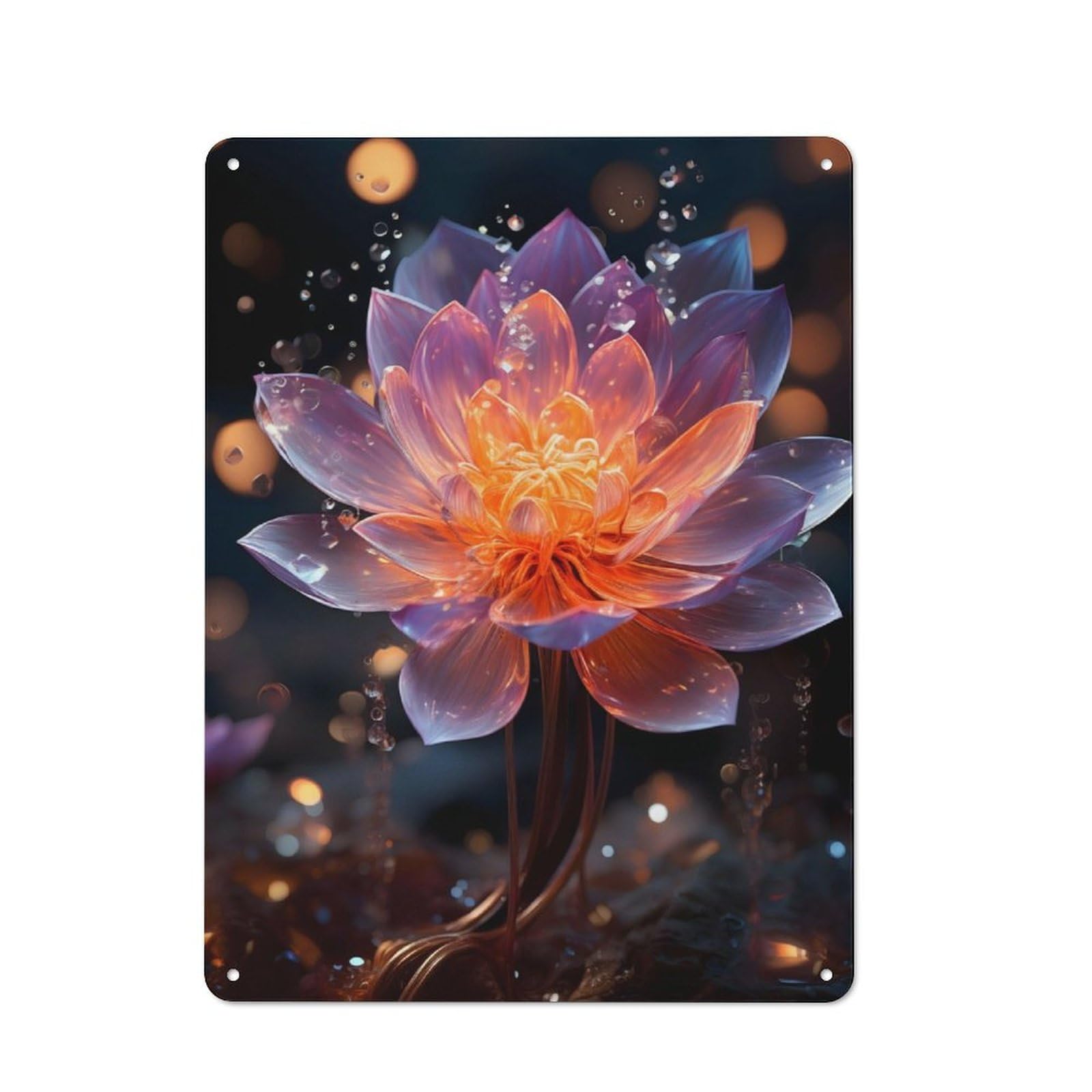 Junmoney Magic Lotus Flower Tin Sign 40X30cm For Pub Or Café, Retro-Style Wall Decor, For Garage, Workshop And Man Cave Decoration