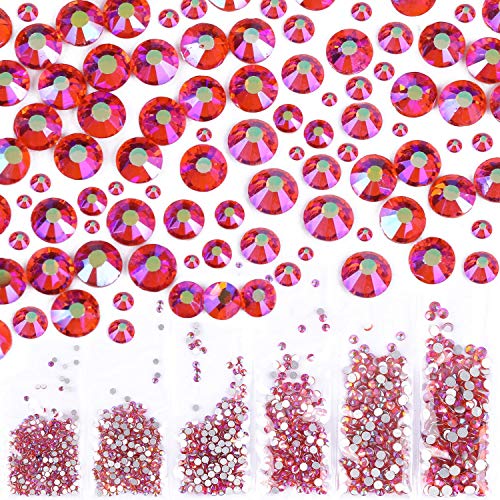 1728 Pieces Nail Crystals Nail Jewels AB Rhinestones Round Beads Flatback Glass Charms Gems Stones with 6 Sizes Diamonds for Nails Decoration Clothes Shoes Phone Case - Mixed SS4 5 6 8 10 12