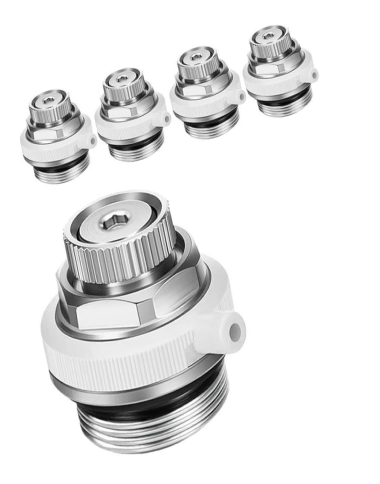 Valvola di sfiato for radiatore Sfiato automatico for riscaldamento in acciaio inossidabile in ottone da 1/2 pollice for impianti di riscaldamento centralizzato(5PCS)