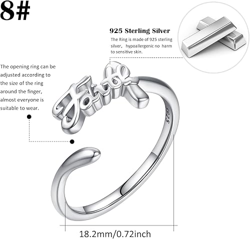 Miniatura 5 de Anillo cristiano de plata de ley 925, anillo religioso ajustable, joyería inspiradora cristiana, regalo para el día de San Valentín para mujeres y