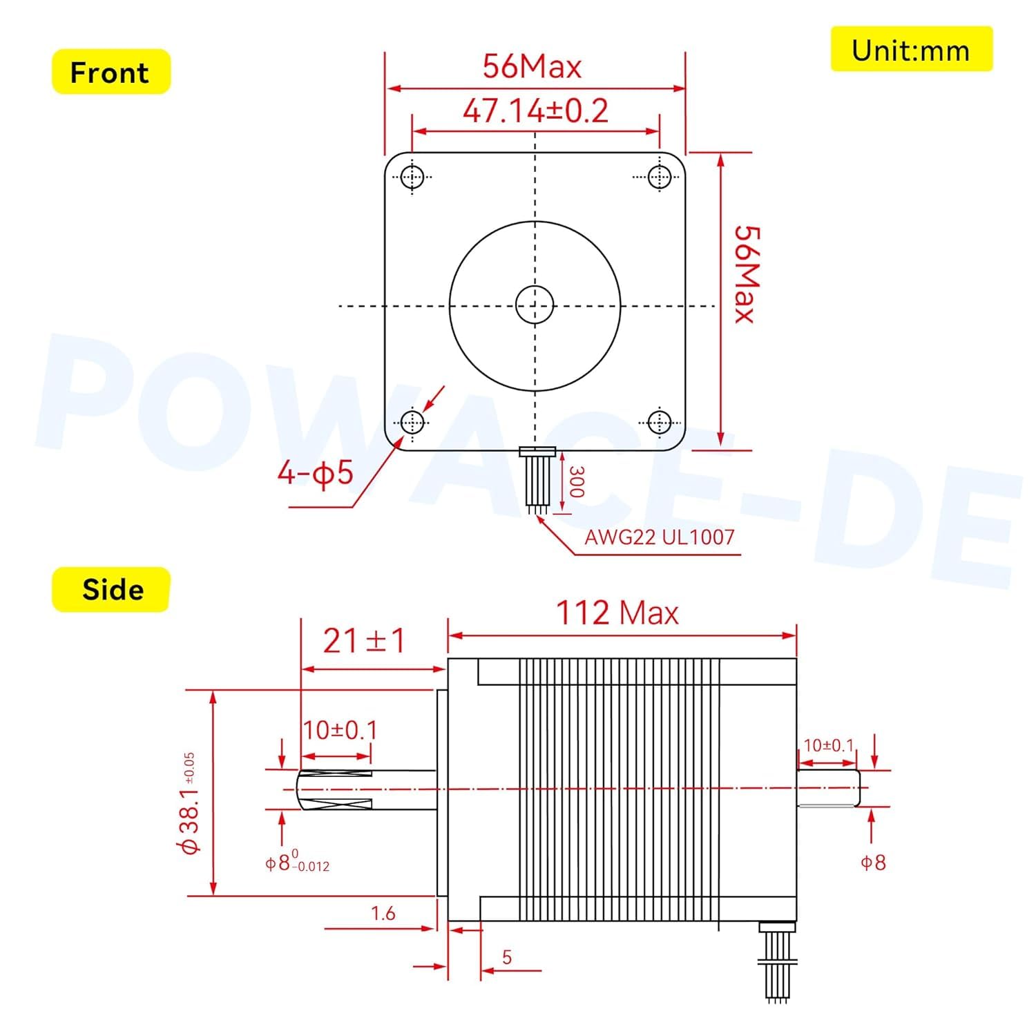 RATTMMOTOR Schrittmotor 3 Stück Nema 23 Stepper Motor, Doppelwelle 4 Drähte Stepping Motor 2.8Nm (425oz.in) 3A 1.8 deg 57x57x112 mm für 3D-Drucker/CNC-Fräsmaschine