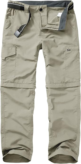 mosingle Walking Hiking Trousers Mens, Safari Zip Off Lightweight Quick Dry Convertible Travel Fishing Cargo Breathable Outdoor Pants