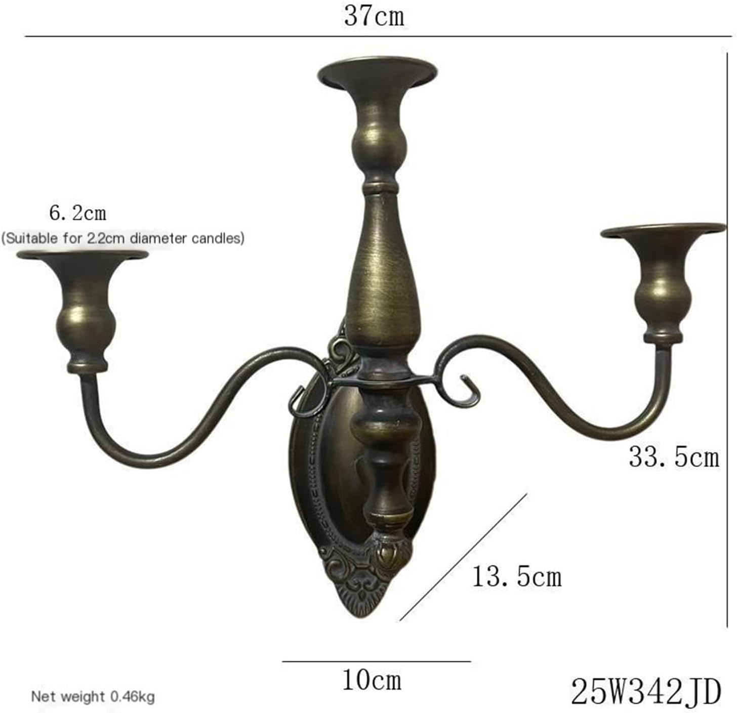 European Style Copper and Wrought Iron Candlestick wall lamp, Dining Table Background Decoration, Candle Holder, Wedding(25W342JD)