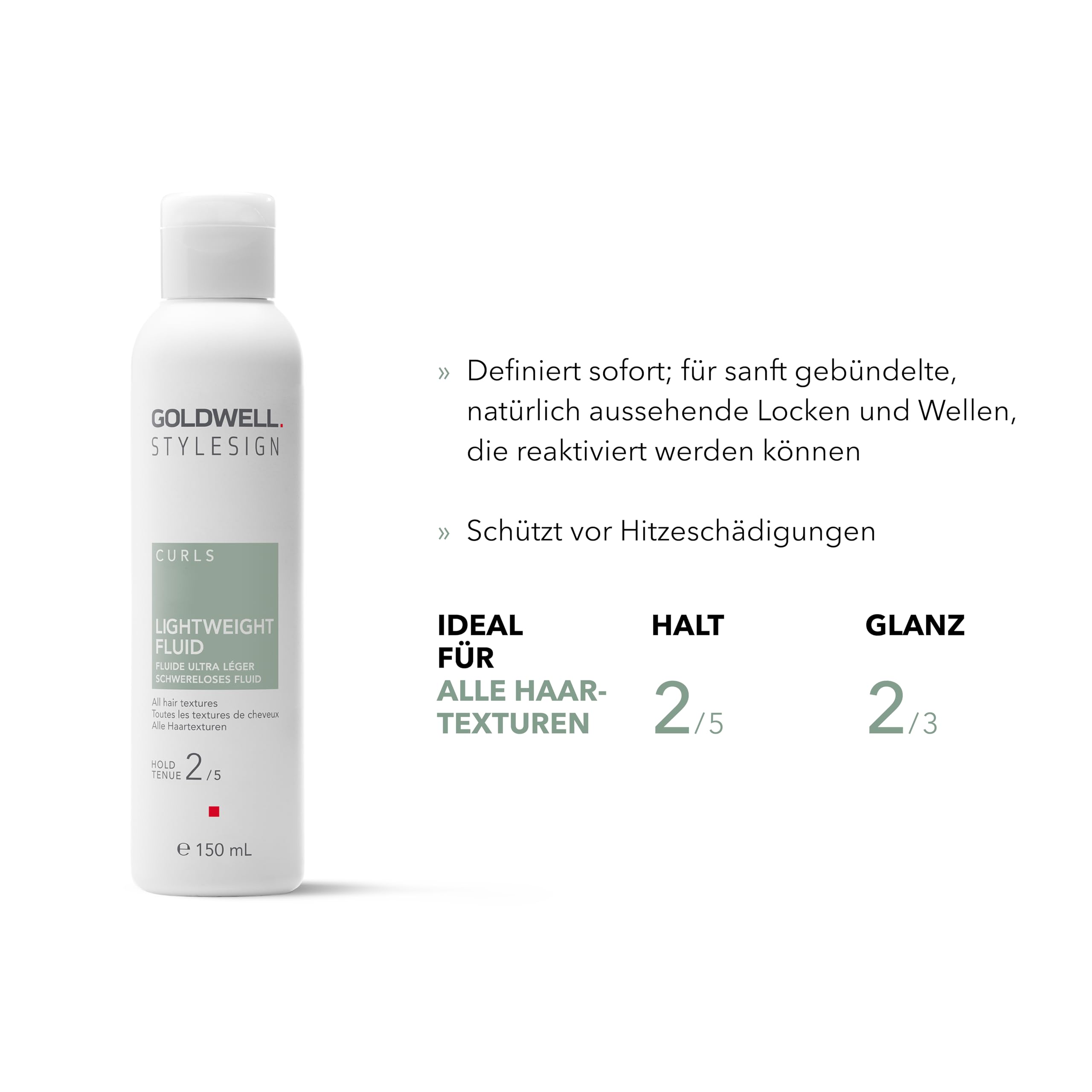 Goldwell StyleSign Curls Lockenfluid für definierte Locken 150 ml | Leave-In für definierte Wellen und Locken ohne Beschweren, Haarpflege für Anti-Frizz, Styling mit Hitzeschutz, reaktivierbar