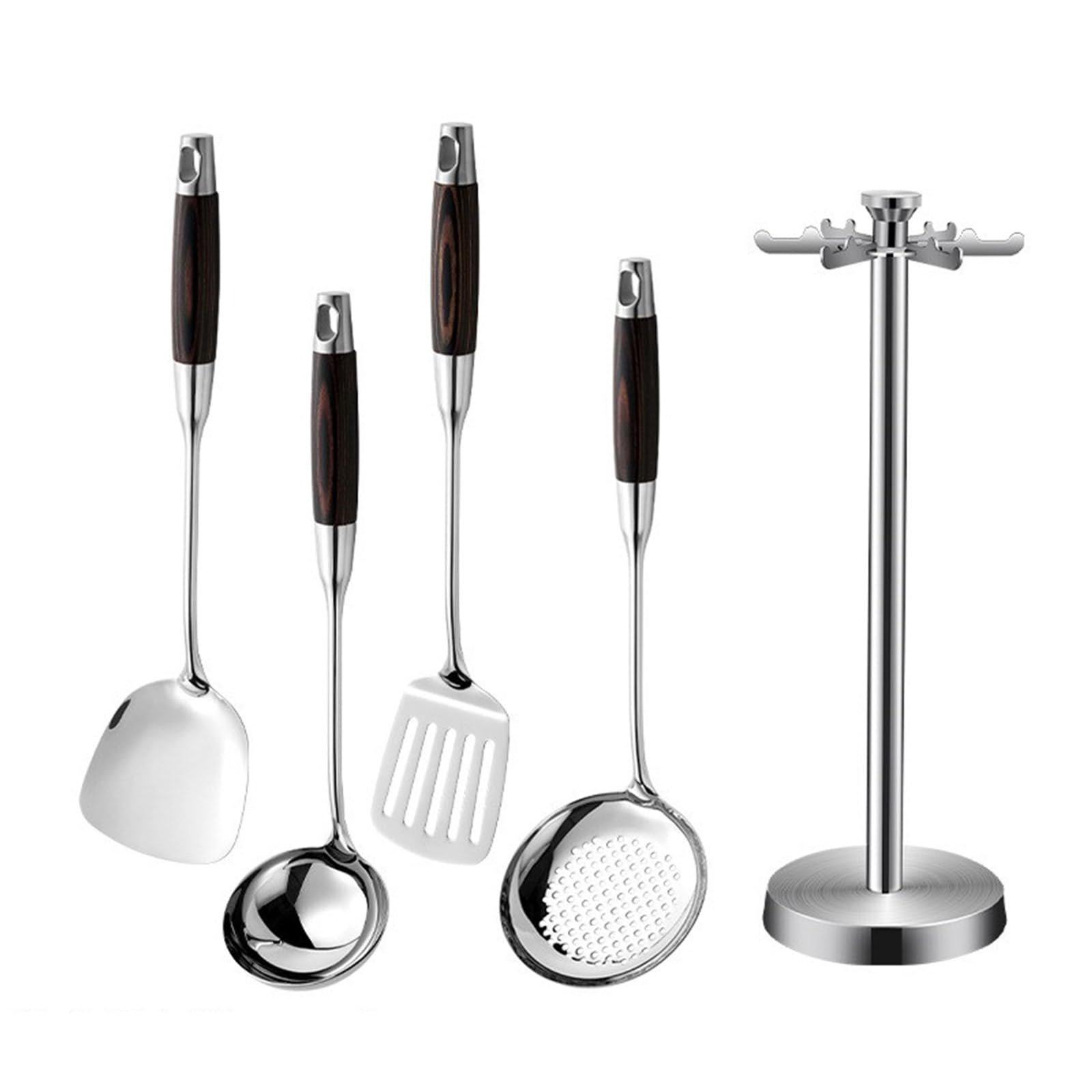 YWLUUOO Stainless Steel Kitchen Implements Metal Cooking Utensils with Ergonomic Handle Professional Household Kitchenwares Silver Kitchenwares Set
