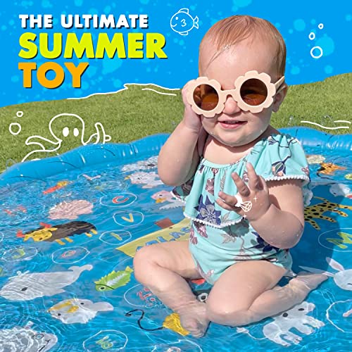 splashez 3-in-1 splash pad sprinkler for kids amp baby pool for learning  toddler sprinkler pool 60 outside water toys  from a to z outdoor play mat for babies amp toddlers