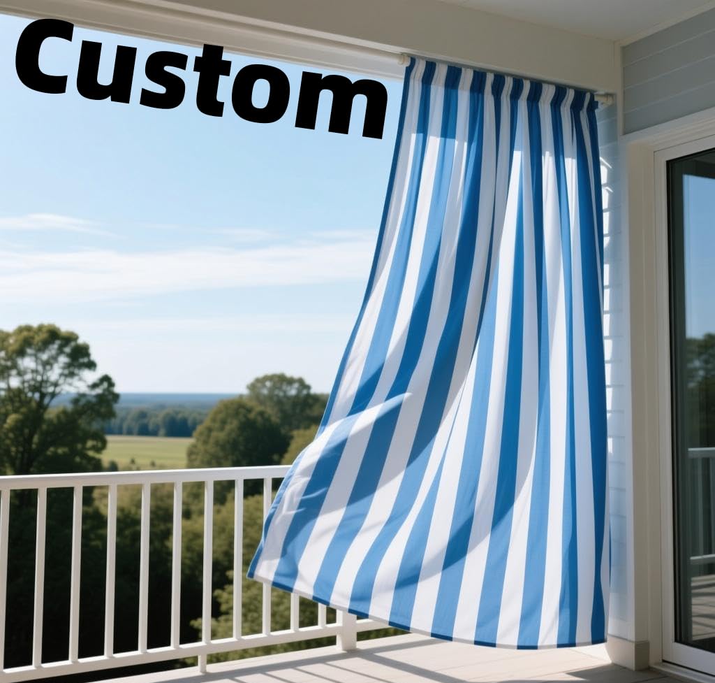 Sincere Custom Drapes Outdoor Custom Size Waterproof Curtains, Cut-To-Fit Draperies Patio Curtains Valance, Bespoke Color Crushed Voile Sheer Panel, Tailored Wide Short Long Blackout Thermal Insulated Loft Window Treatment