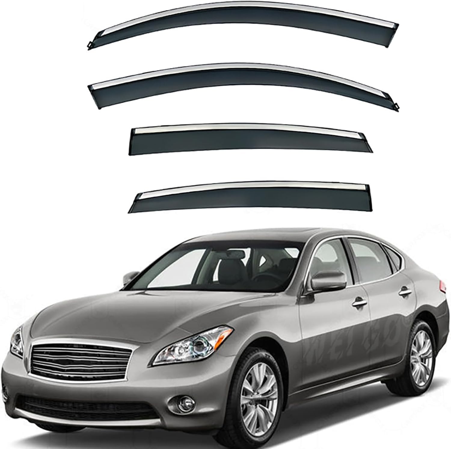 FengXH Window Deflectors for Infiniti M37/M35/M25 MK4-Y51 2011-2019 - 4pc Smoke Tint, Waterproof, Noise Reducing.