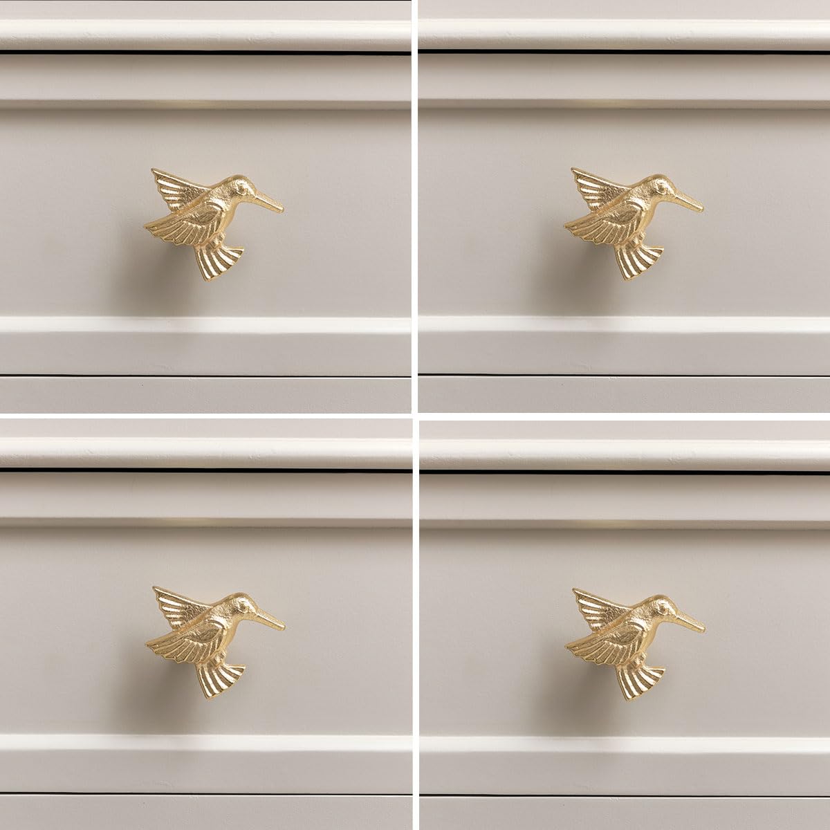 Melody Maison Gold Set Of 4 Shiny Humming Bird Drawer Knobs