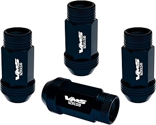 VMS RACING 12x1.5 20PC Piece Black Anodized 44mm Long Open End Lightweight Aluminum Racing Lug Nuts Compatible with Chevy Chevrolet Corvette with 5 Lug Wheel Pattern (Pack of 20)