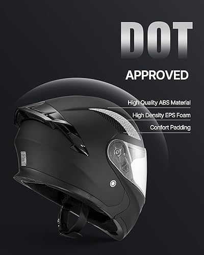 Miniatura 3 de VEVOR Motorcycle Helmet DOT Approved, Adult Motocross Dirt Bike Helmet with Large Clear Visor, Comfortable Motorbike Racing Street with Detachable