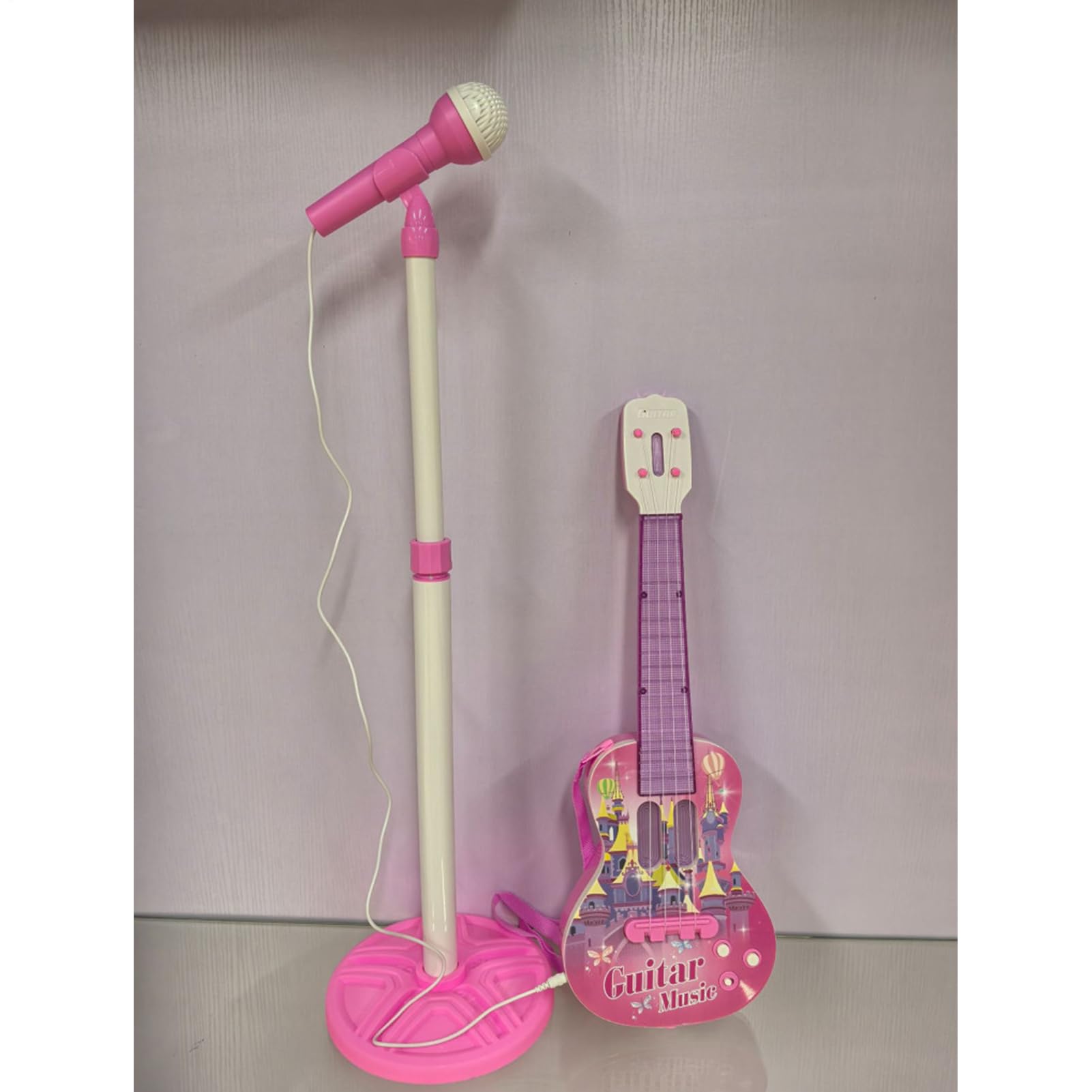 Chitarra Giocattolo Per Bambini Giocattolo Strumenti Musicali | Kit Apprendimento con Chitarra e Microfono Per Viaggi Camera Dei Giochi Scuola Asilo Feste Di Gruppo