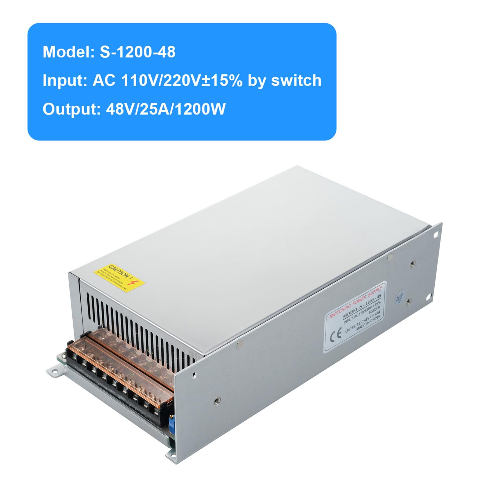aqxreight Zasilacz Impulsowy 1200 W, Zasilacz LED 48 V 25 A z Zabezpieczeniem Przeciwprzepięciowym i Przeciążeniowym Zwarciowym, do Taśmy LED Kamera CCTV Drukarka 3D Subwoofer Samochodowy
