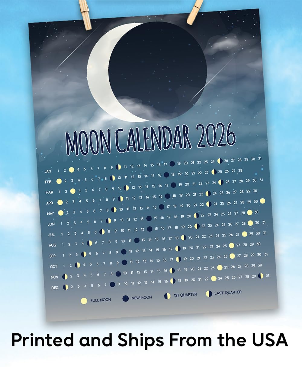 Amazon.com: 2026 Calendar – Phases of the Night Sky 28x36