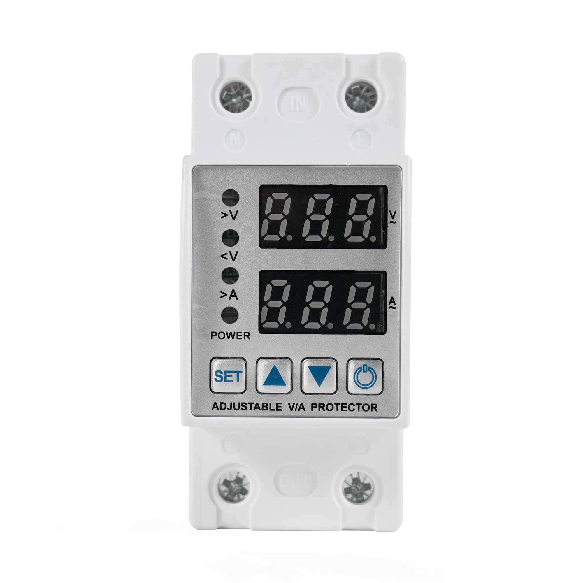 SENSILUX Single Phase Voltage Protector 63A 220V AC with Auto Cut Off & Auto Reconnect | Digital Display Over Under Voltage Protection Device for Home, Main Line Safety Switch DIN Rail Mount