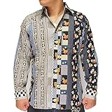 [衣櫻] ころもざくら ジャパン マルチストライプラグランスリーブ サザンクロス素材 和柄長袖シャツ/日本製/SA-1236-マルチ-XXL