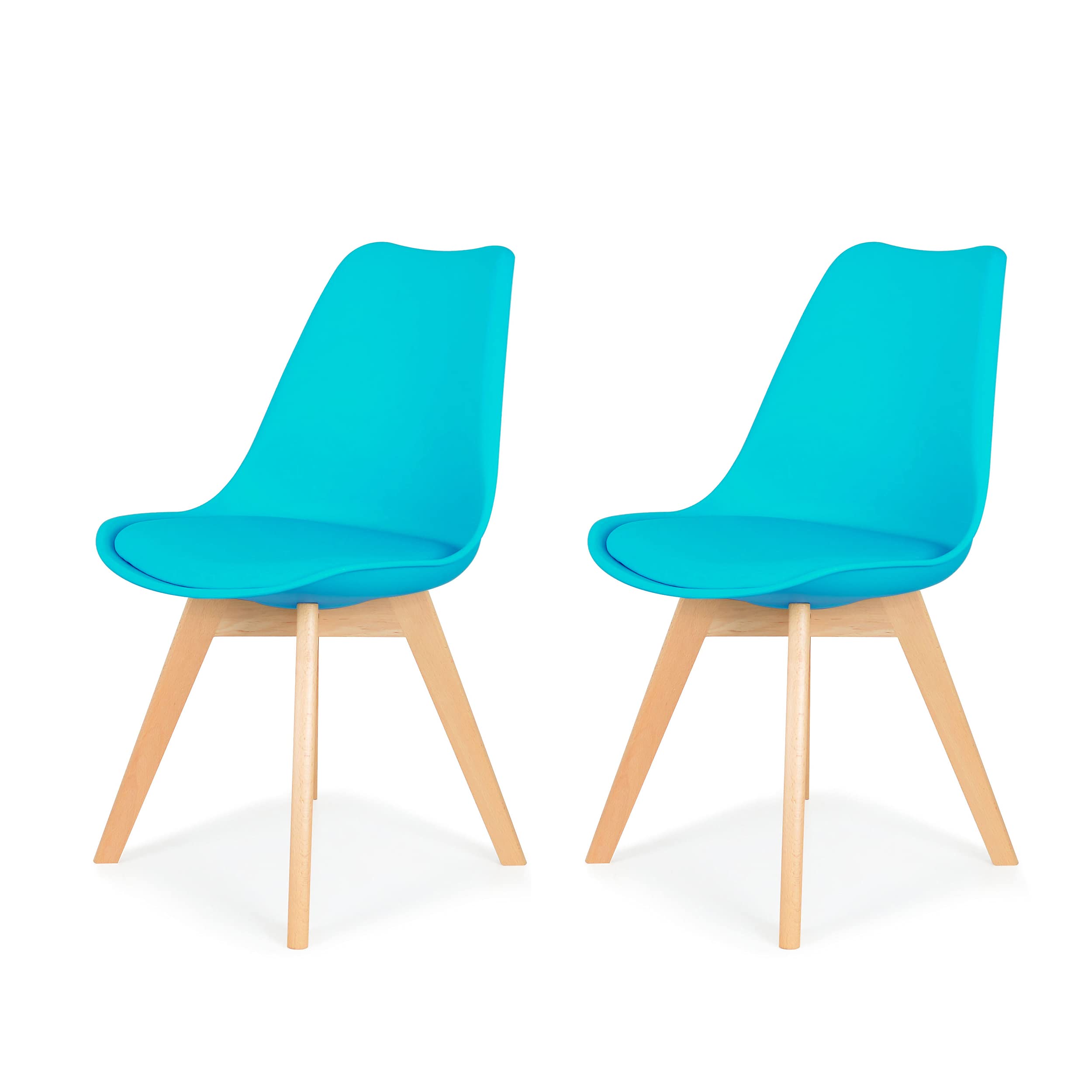 IHANA Dining Chair with Cushioned Pad Seat & Solid Beech Wood Legs for Mid Century Modern Dining Room Living Room Bedroom Kitchen & Lounge
