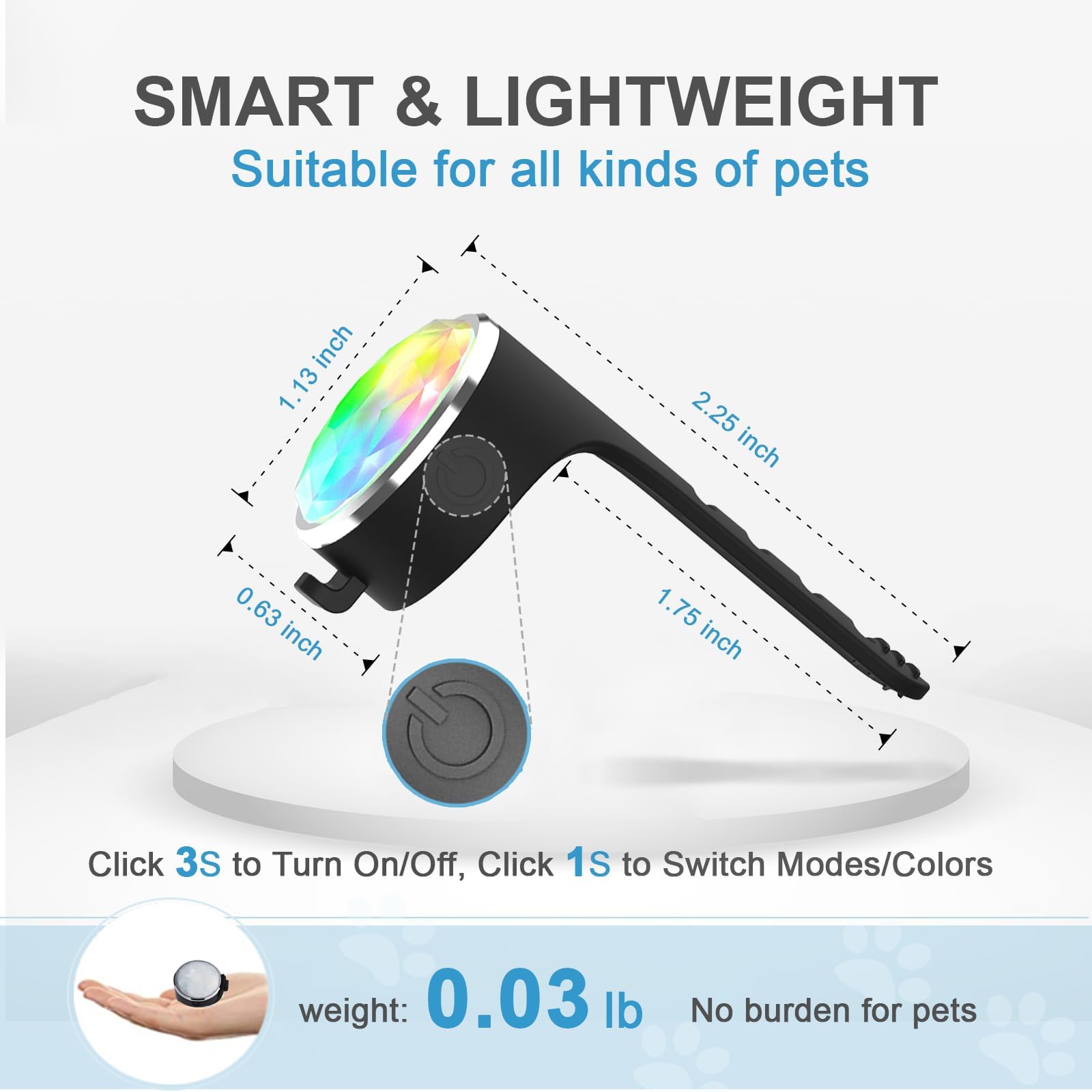 PET LIGHT: Wodoodporne światło dla psa, trwałe i idealne na nocne spacery (kolorowe, 1 sztuka)