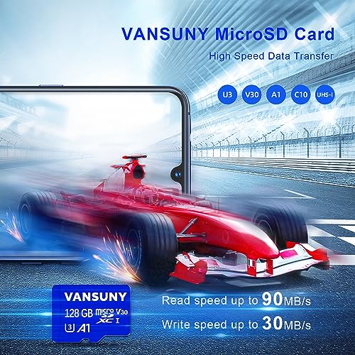 Vansuny 2Pack 128GB Micro SD Card 128GB MicroSDXC Memory Card with A1 U3 Class10 V30 4K Video Recording TF Card (2 Micro SD Cards + 1 SD Adapter) - Image 2