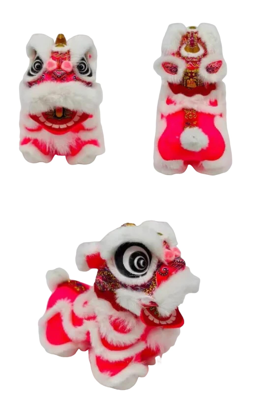 YRWIHRJKA Traditional Chinese Cute Lions Handmade Intangible Cultural Heritage Lion Dance Cart Decoration (pink)