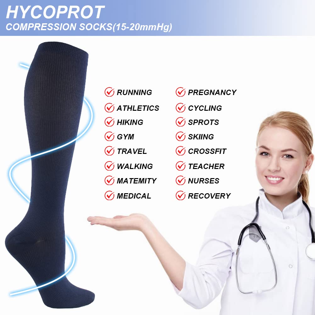 HYCOPROT Compression Socks for Women & Men Circulation (3 works) 15-20 mmHg for Athletics Running Nurses Pregnancy Travel - Image 3