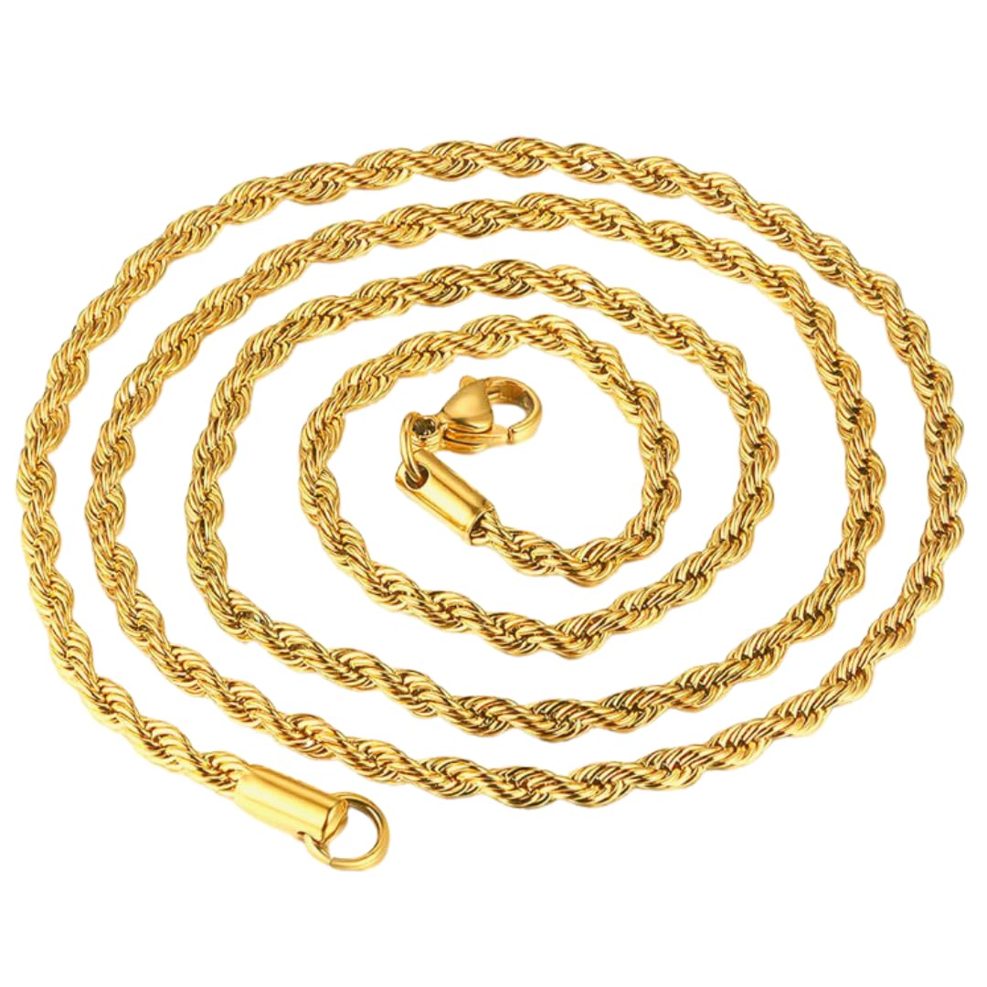 DVRKCadena Hombre bañada en Oro 18k con Base de Acero Inoxidable 316L