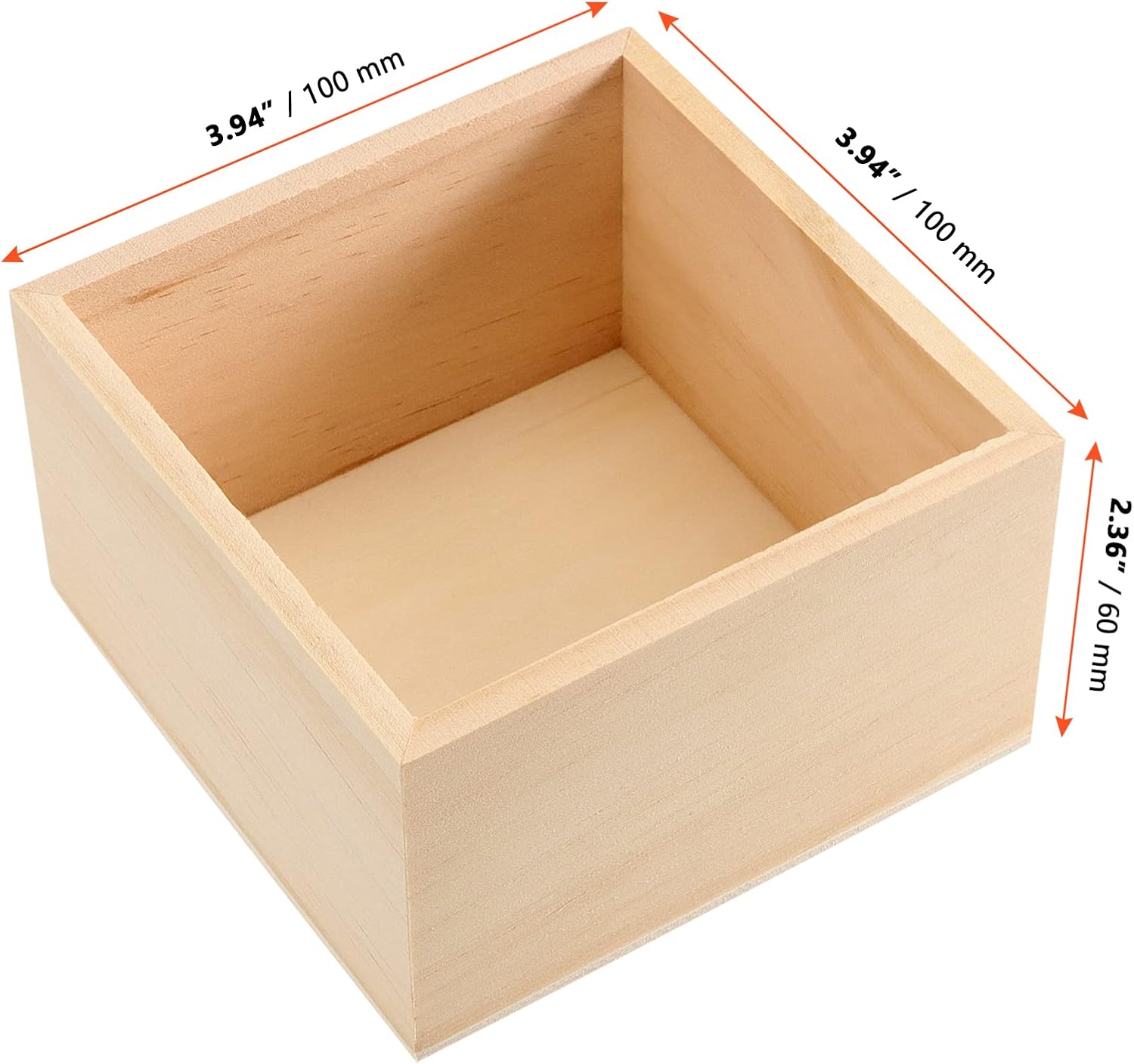SINJEUN 12 Pack 4" x 4" Rustic Wooden Box Unfinished Small Wooden Box Wood Square Organizer Container for Crafts, Storage, Home Decor, Centerpiece, Party Supplies