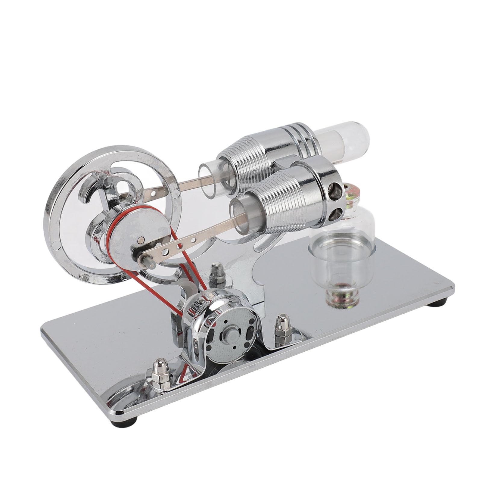 Generic Modello di Motore Sterling con Lampadina a LED, Materiale Durevole per Scopi Educativi, Ideale per Progetti Scientifici per Bambini, Dimensioni 6,9x3,7x4,5 Pollici (SILVER)
