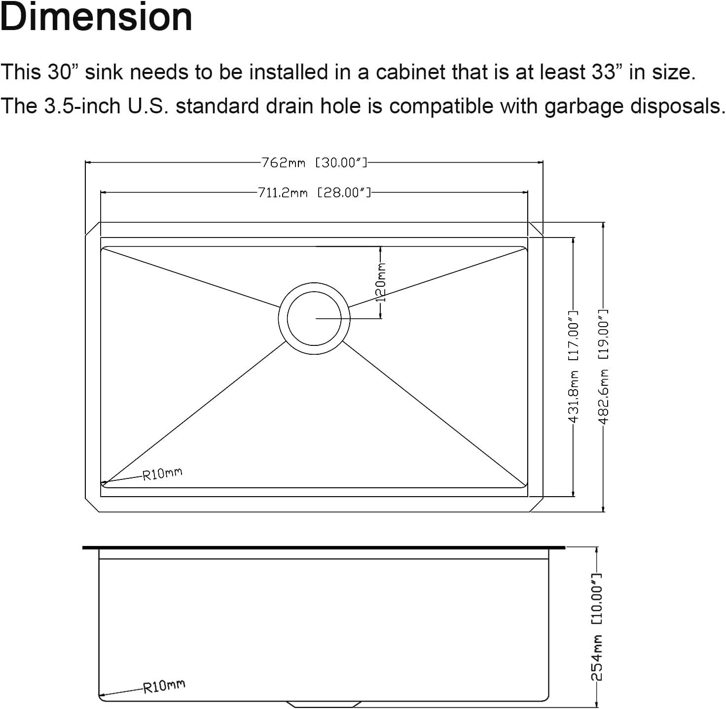 30 inch Gunmetal Black Stainless Steel Undermount Kitchen Sink - CELAENO 30x19 Handmade 16 Gauge Single Bowl Workstation Sink, 10 Inch Deep Modern Kitchen Sink is equipped with various accessories