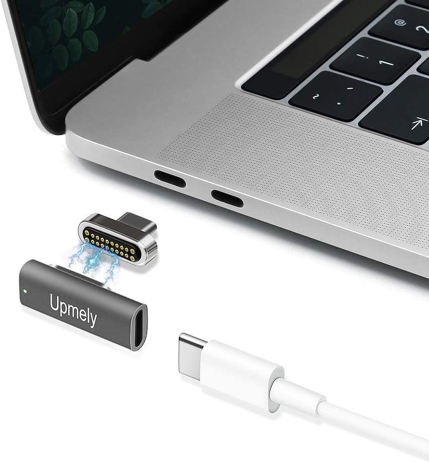Magnetic USB C Adapter,Type C Connector, USB 3.1 10 Gb/s PD,100W Quick Charge - 4 K @ 60 Hz High Resolution - Supports High Speed, Compatible with MacBook Pro/Pixelbook/Matebook (Gray)