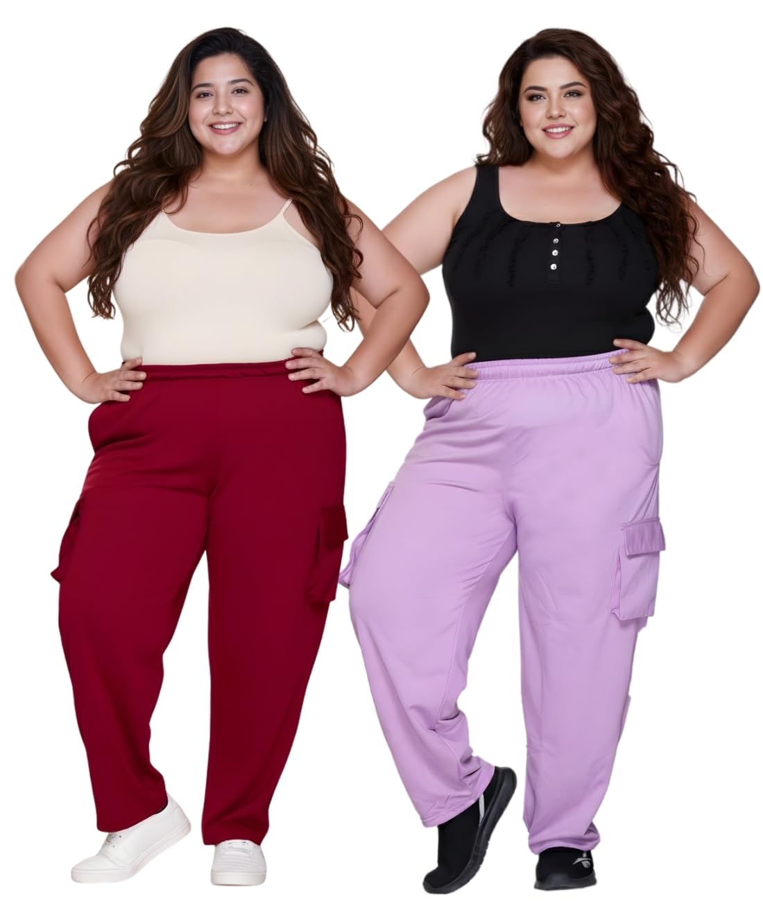 Plus Size Track Pants for Women, Joggers for Women, Perfect Cotton Track Pant for Summer, Tracking & Running with 4 Pockets (Pack of 2)-image-44