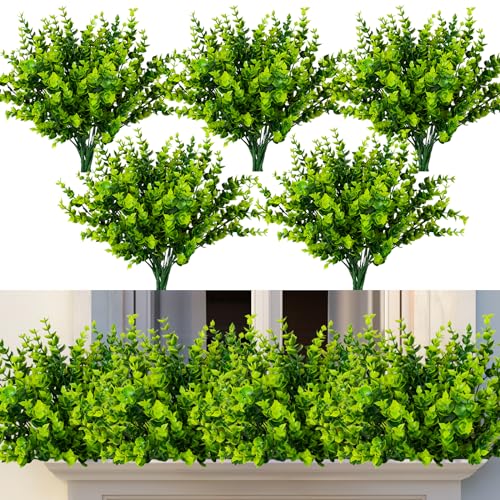 Decoración Exterior, Nigirior - 20 paquetes de plantas artificiales para exteriores, bosques de boj falsos para jardín, terraza, decoración para ventana, jardín, oficina, patio,...