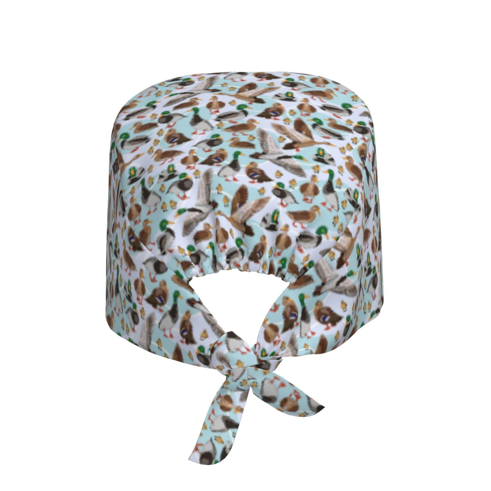 Kuilepa Mallard Ducks Wild Birds Print Working Caps With Sweatband Adjustable Working Hats Elastic Scrub Hats Nurse Scrub Cap Nurse Hats