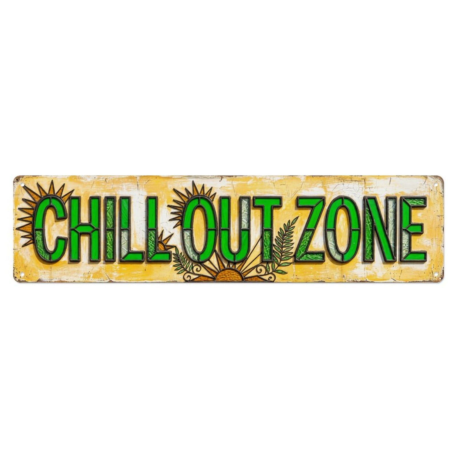 Chill Out Zone Faded Solarium Metal Tin Skinny Sign Plaque Wall Decor for Cafe, Club Bar, Office, Home Garden Metal Poster 4x16Inch