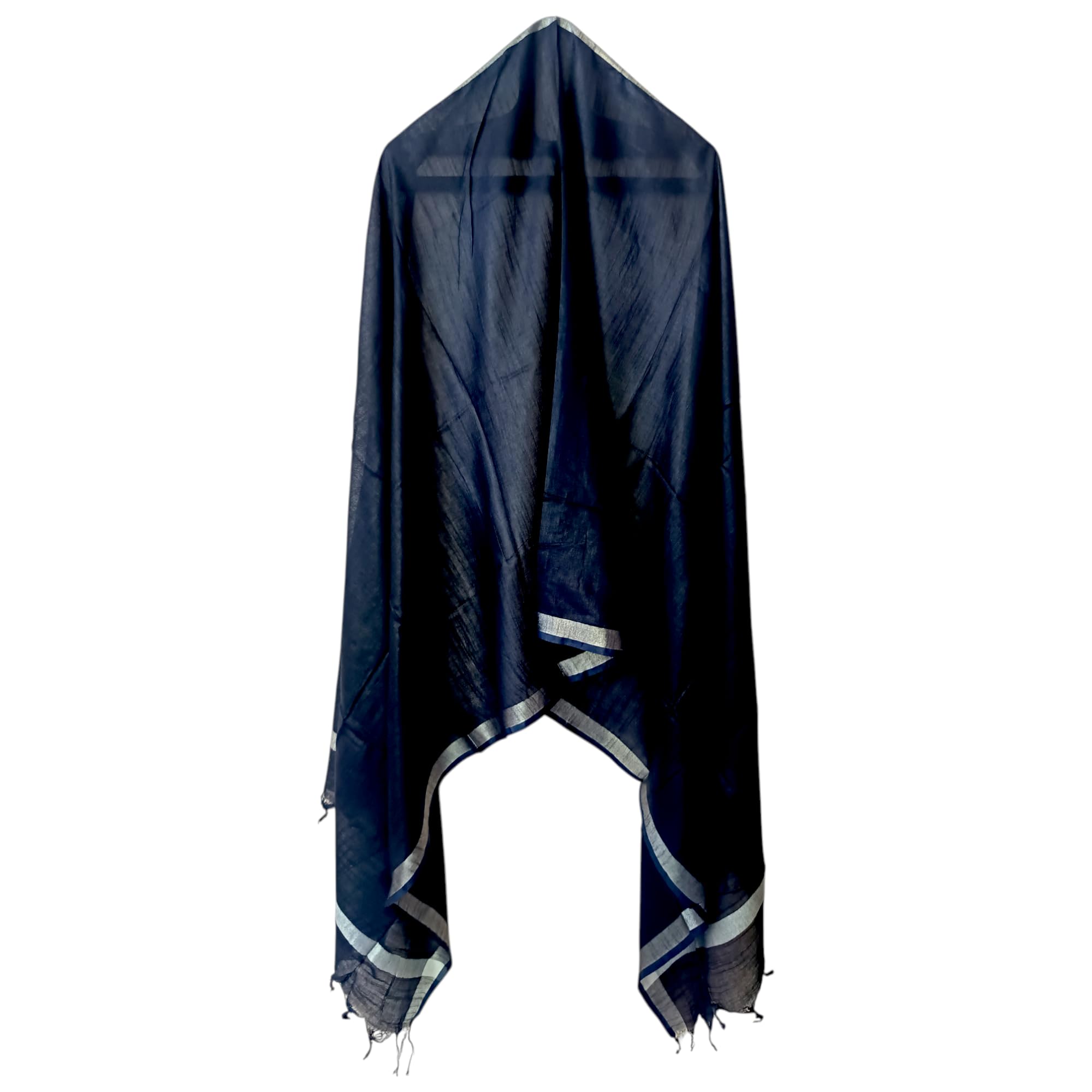 ARIPAN Navy Blue Linen cotton pure quality plain trendy fancy summer special dupatta for women and girls full length 2.30m pack of 1pcs (navy blue, 2.30m) 1