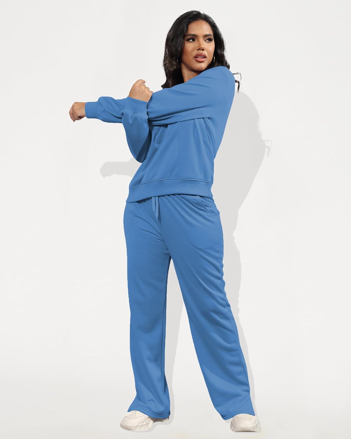 MOEENCN Women 2 Piece Outfits Sweatsuit Lounge Sets Casual Travel Sweatshirt And Wide Leg Tracksuit Matching Set - Image 6