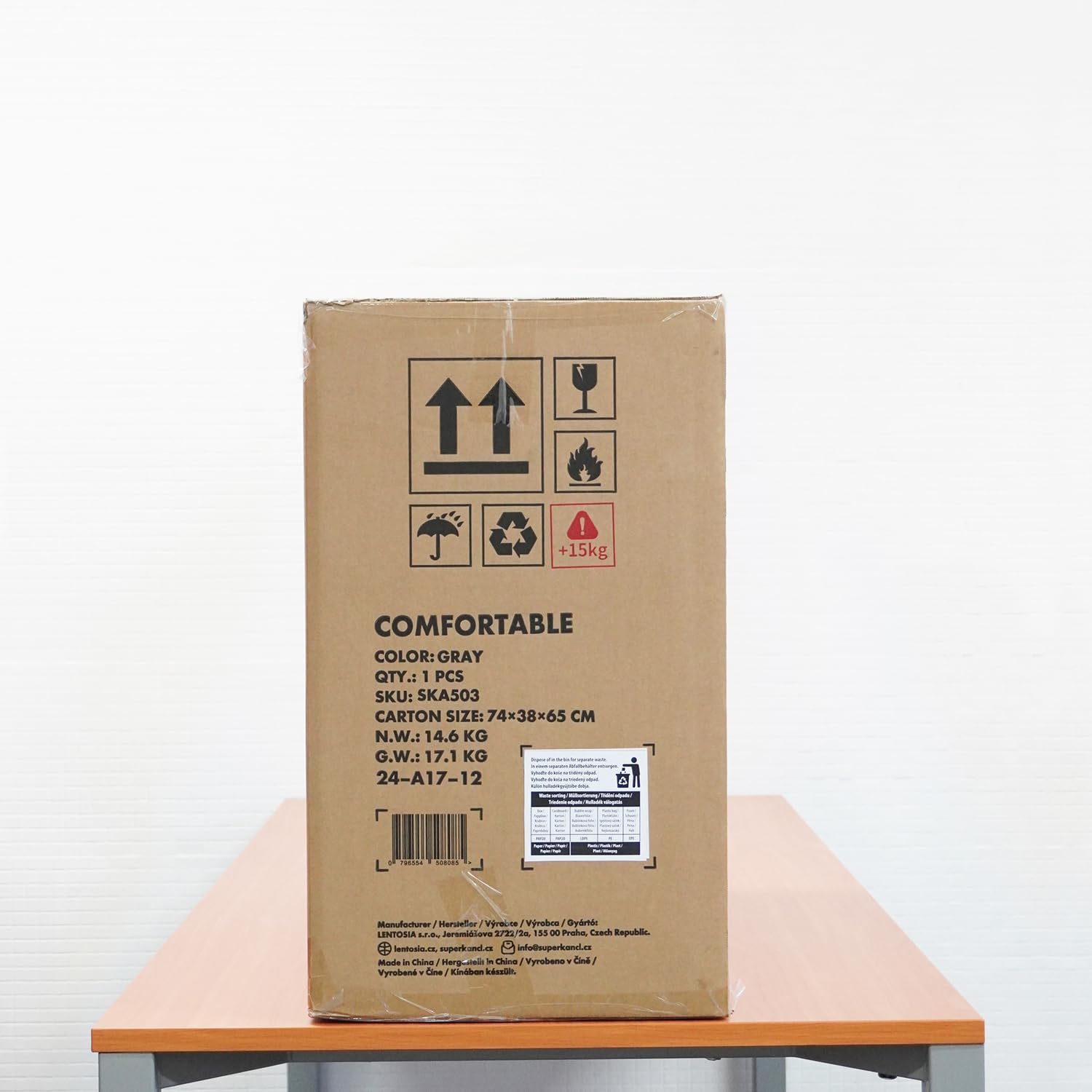 Stoff-Bürostuhl Comfortable, ergonomischer Drehstuhl bis 130 kg, mit klappbaren Armlehnen, Schreibtisch Stuhl mit Hohe Rückenlehne, grau